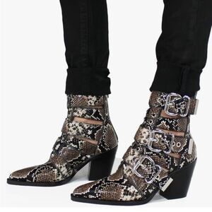 EUC JEFFREY CAMPBELL Snakeskin Buckle Ankle Boots